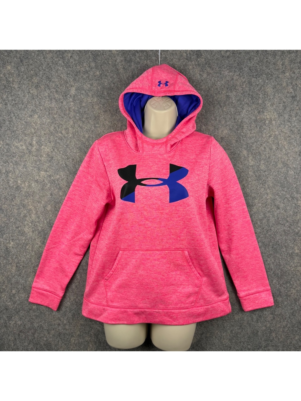 Under Armour ColdGear Loose Hoodie Coral Pink Blue Black Girl’s Size XL 932